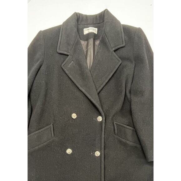 Vintage Woman’s Forecaster of Boston Wool Overcoat Double Breasted Black Size 12 - Picture 2 of 16